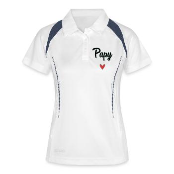 PAPY. PAPA. FÊTE DES PÈRES. BONNE FÊTE PAPA. BONNE - Polo respirant Femme - blanc/marine - Devant