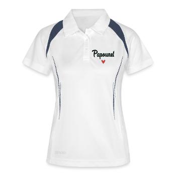 PAPOUNET. PAPA. FÊTE DES PÈRES. BONNE FÊTE PAPA - Polo respirant Femme - blanc/marine - Devant