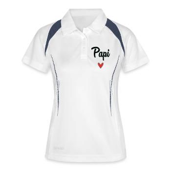 PAPY. PAPA. FÊTE DES PÈRES. BONNE FÊTE PAPA. BONNE - Polo respirant Femme - blanc/marine - Devant