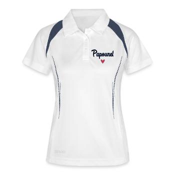 PAPOUNET. PAPA. FÊTE DES PÈRES. BONNE FÊTE PAPA - Polo respirant Femme - blanc/marine - Devant
