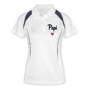 PAPY. FÊTE DES PÈRES. BONNE FÊTE PAPY. JE T'AIME. - Polo respirant Femme - blanc/marine - Devant