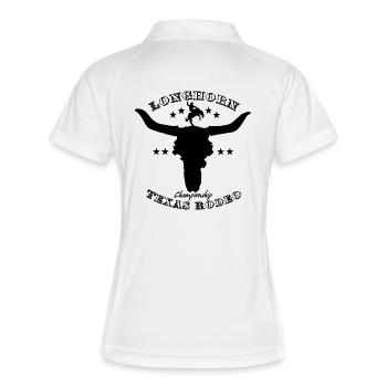 longhornrodeo - Frauen Polo atmungsaktiv - Weiß/Navy - Hinten