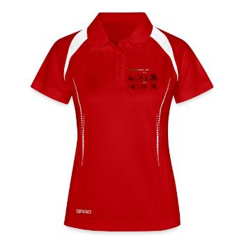 in Italien produzierter Oldtimer - Frauen Polo atmungsaktiv - Rot/Weiß - Vorne