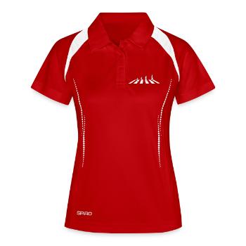 Die Evolution am Zebrastreifen - Abbey Road - Frauen Polo atmungsaktiv - Rot/Weiß - Vorne