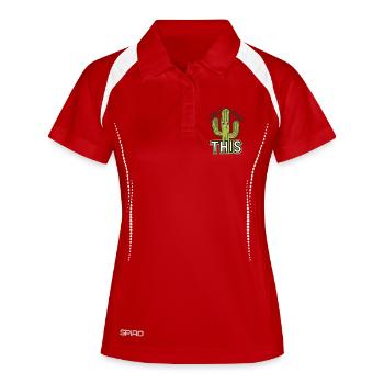 Je ne peux pas y toucher - Polo respirant Femme - rouge/blanc - Devant