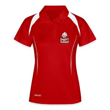 Süß, aber hart! - Frauen Polo atmungsaktiv - Rot/Weiß - Vorne