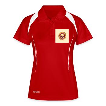 sun flower - Frauen Polo atmungsaktiv - Rot/Weiß - Vorne