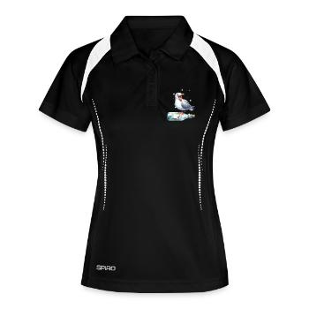 maritim Möwe Flaschenpost Möwen - Frauen Polo atmungsaktiv - Schwarz/Weiß - Vorne