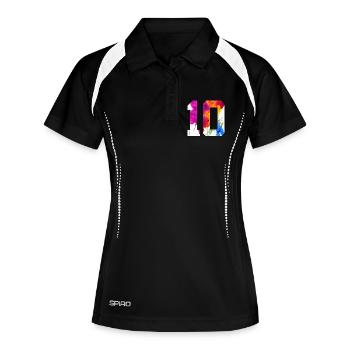 NUMÉRO 10 ANS 10E ANNIVERSAIRE - Polo respirant Femme - noir/blanc - Devant
