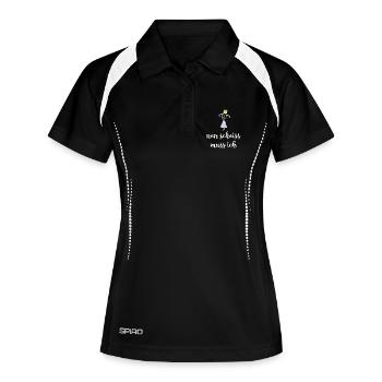 Nen Scheiss muss ich - Frauen Polo atmungsaktiv - Schwarz/Weiß - Vorne