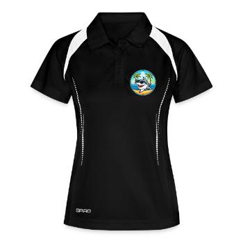 Hai Lustige Cartoon Sommer Strand Sonnenbrille Cool - Frauen Polo atmungsaktiv - Schwarz/Weiß - Vorne