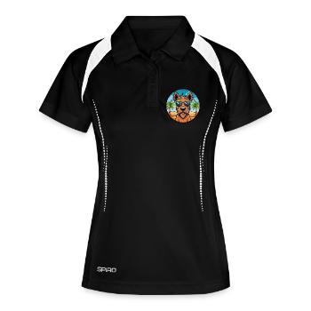 Irish Terrier Hunderasse Cartoon Sonnenbrille Strand - Frauen Polo atmungsaktiv - Schwarz/Weiß - Vorne