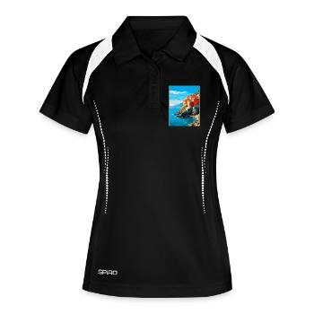 Cinque Terre Italien Vintage Reiseplakat Souvenir - Frauen Polo atmungsaktiv - Schwarz/Weiß - Vorne