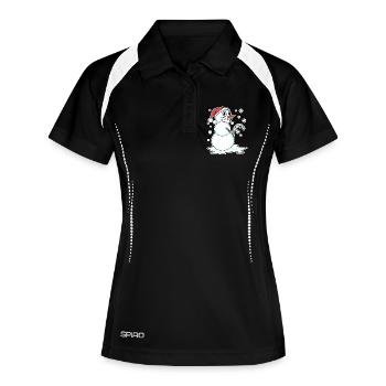 Bonhomme de neige drôle - Polo respirant Femme - noir/blanc - Devant