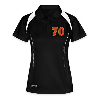 70. 70 JAHRE. 70-JÄHRIGES JUBILÄUM. 70-JÄHRIGES JUBILÄUM. - Frauen Polo atmungsaktiv - Schwarz/Weiß - Vorne