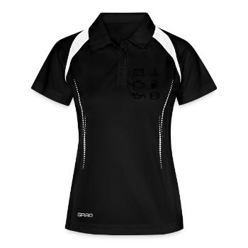 Autolichter - Frauen Polo atmungsaktiv - Schwarz/Weiß - Vorne