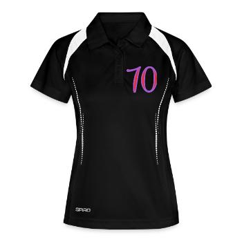 70. 70 JAHRE. 70-JÄHRIGES JUBILÄUM. 70-JÄHRIGES JUBILÄUM. - Frauen Polo atmungsaktiv - Schwarz/Weiß - Vorne