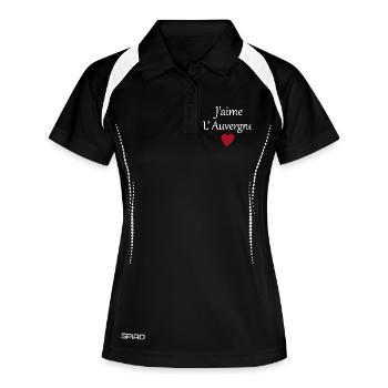 J'aime l'auvergne - Polo respirant Femme - noir/blanc - Devant