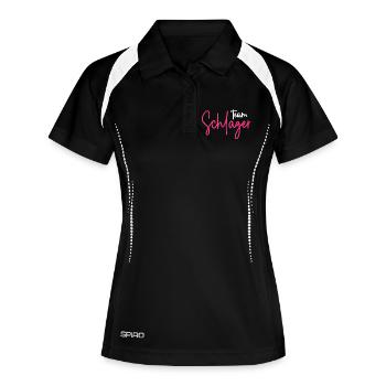 Team Schlager - Frauen Polo atmungsaktiv - Schwarz/Weiß - Vorne