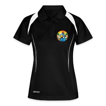 Papagei Lustige Cartoon Sommer Strand Sonnenbrille Cool - Frauen Polo atmungsaktiv - Schwarz/Weiß - Vorne