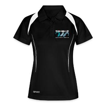 Wels angeln Waller fischen Team Waller - Frauen Polo atmungsaktiv - Schwarz/Weiß - Vorne