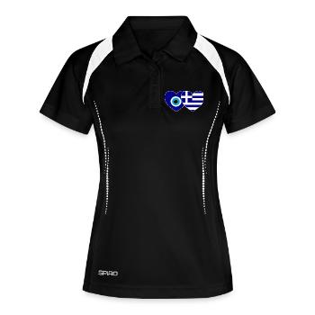 Drapeau de la Grèce Porte-bonheur Nazar Perle - Polo respirant Femme - noir/blanc - Devant