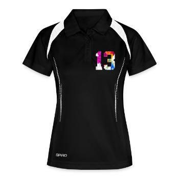 NUMMER 13 JAHRE ALT 13. GEBURTSTAG - Frauen Polo atmungsaktiv - Schwarz/Weiß - Vorne
