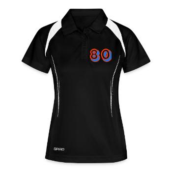 80. 80 JAHRE. 80-JÄHRIGES JUBILÄUM. 80. GEBURTSTAG. - Frauen Polo atmungsaktiv - Schwarz/Weiß - Vorne