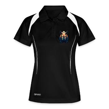 Nashorn Zeichentrickfigur Buntes Haustier Tier - Frauen Polo atmungsaktiv - Schwarz/Weiß - Vorne