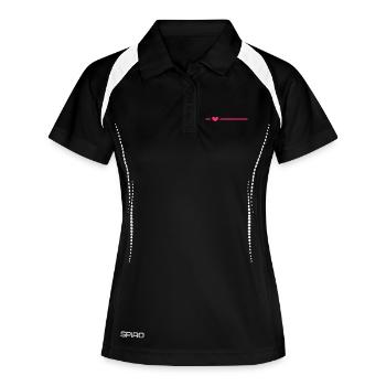 Linie Herz Rosa Strich Ornament Dekoration - Frauen Polo atmungsaktiv - Schwarz/Weiß - Vorne
