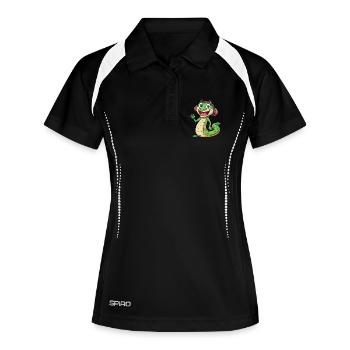 Schlange Lustige Zeichentrickfigur Kopfhörer Musik - Frauen Polo atmungsaktiv - Schwarz/Weiß - Vorne