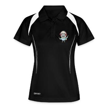 Schaf Lustige Zeichentrickfigur Kopfhörer Musik - Frauen Polo atmungsaktiv - Schwarz/Weiß - Vorne