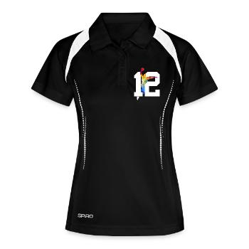 NUMÉRO 12 : 12E ANNIVERSAIRE DE BASKET-BALL - Polo respirant Femme - noir/blanc - Devant