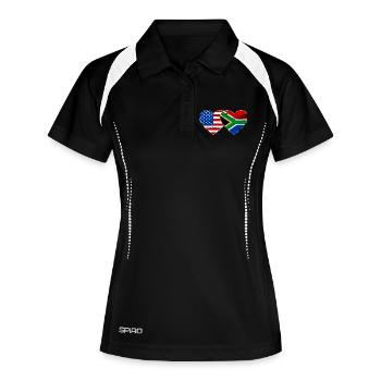 États-Unis Afrique du Sud drapeau coeur forme utilisé - Polo respirant Femme - noir/blanc - Devant