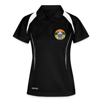 Chinesische Schopfhunderasse Cartoon Sonnenbrille Strand - Frauen Polo atmungsaktiv - Schwarz/Weiß - Vorne