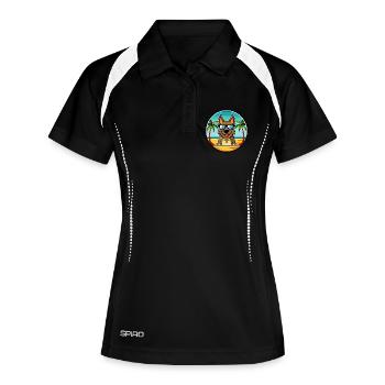 Deutsche Bracke Hunderasse Cartoon Sonnenbrille Strand - Frauen Polo atmungsaktiv - Schwarz/Weiß - Vorne