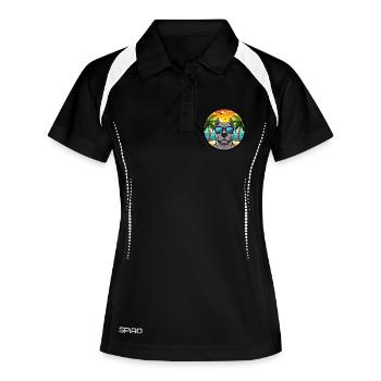 Cane Corso Hunderasse Cartoon Sonnenbrille Strand - Frauen Polo atmungsaktiv - Schwarz/Weiß - Vorne