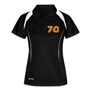 70. 70 JAHRE. 70-JÄHRIGES JUBILÄUM. 70-JÄHRIGES JUBILÄUM. - Frauen Polo atmungsaktiv - Schwarz/Weiß - Vorne