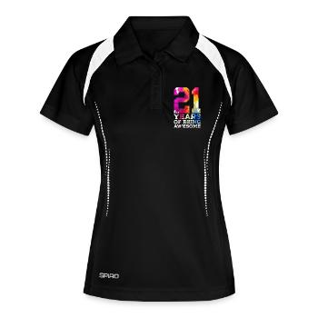 21 ANS D’ÊTRE GÉNIAL 21E ANNIVERSAIRE - Polo respirant Femme - noir/blanc - Devant