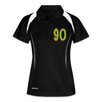 90. 90 ANS. 90e ANNIVERSAIRE. ANNIVERSAIRE 90 ANS. - Polo respirant Femme - noir/blanc - Devant
