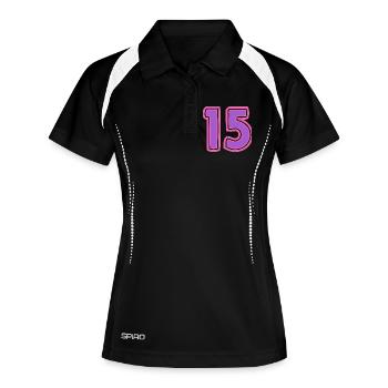 15. 15 JAHRE. 15-JÄHRIGES JUBILÄUM. 15-JÄHRIGES JUBILÄUM. - Frauen Polo atmungsaktiv - Schwarz/Weiß - Vorne
