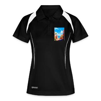 Palma Nova Spanien Vintage Reiseplakat Souvenir - Frauen Polo atmungsaktiv - Schwarz/Weiß - Vorne