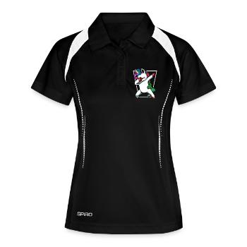 Unicorn Dab mit Regenbogen - Frauen Polo atmungsaktiv - Schwarz/Weiß - Vorne
