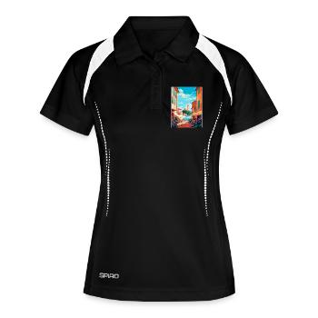 St Tropez France Affiche de voyage vintage souvenir - Polo respirant Femme - noir/blanc - Devant