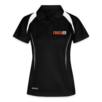 Finisher Sport T-Shirt zum Anpassen - Frauen Polo atmungsaktiv - Schwarz/Weiß - Vorne