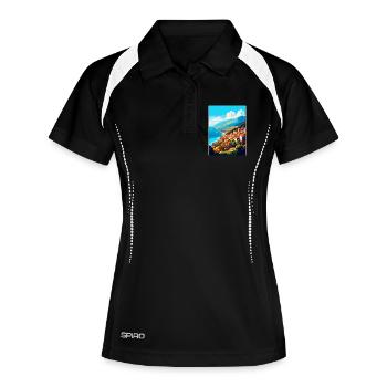 Madère Portugal Affiche de voyage vintage souvenir - Polo respirant Femme - noir/blanc - Devant