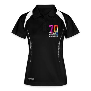 70 YEARS OF BEING AWESOME 70. GEBURTSTAG - Frauen Polo atmungsaktiv - Schwarz/Weiß - Vorne