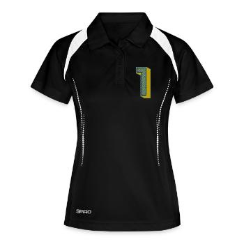 1. 1 JAHR. 1. JAHRESTAG. 1 JAHR GEBURTSTAG - Frauen Polo atmungsaktiv - Schwarz/Weiß - Vorne