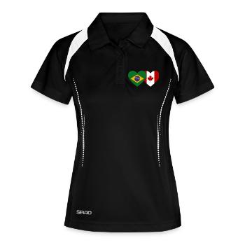 Brésil Canada Drapeau Coeur - Polo respirant Femme - noir/blanc - Devant