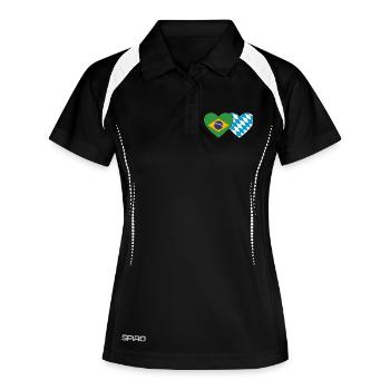 Brésil Bavière Drapeau Coeur - Polo respirant Femme - noir/blanc - Devant